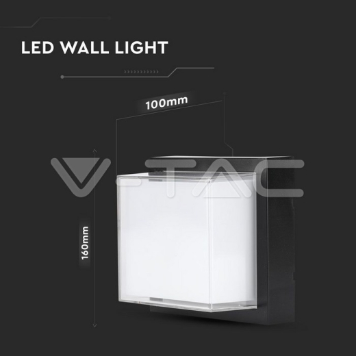 12W LED Wall Light Black Square 4000K - 7