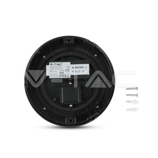 Lámpara de pared 12W LED cuerpo negro redondo 3000K - 4