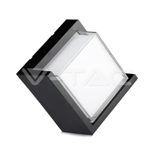 12W LED Wall Light IP65 Sami-Frame Black Square 3000K - 1