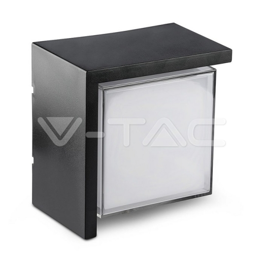 12W LED Wall Light IP65 Sami-Frame Black Square 3000K - 4