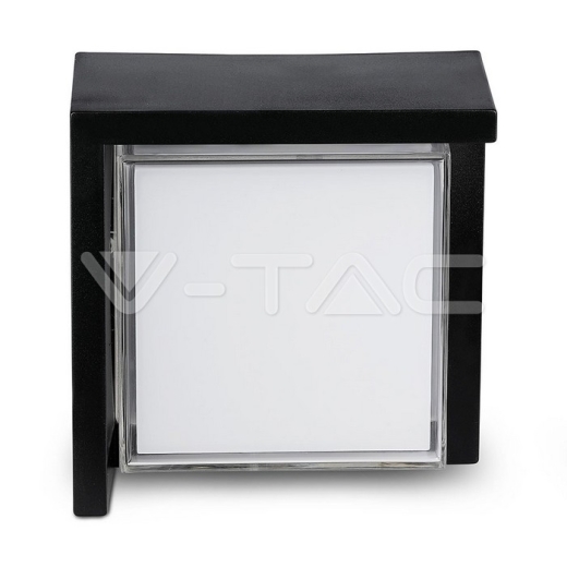 12W LED Wall Light IP65 Sami-Frame Black Square 3000K - 5