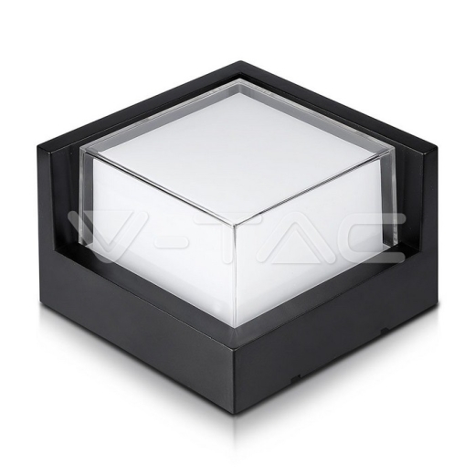 12W LED Wall Light IP65 Sami-Frame Black Square 3000K - 6