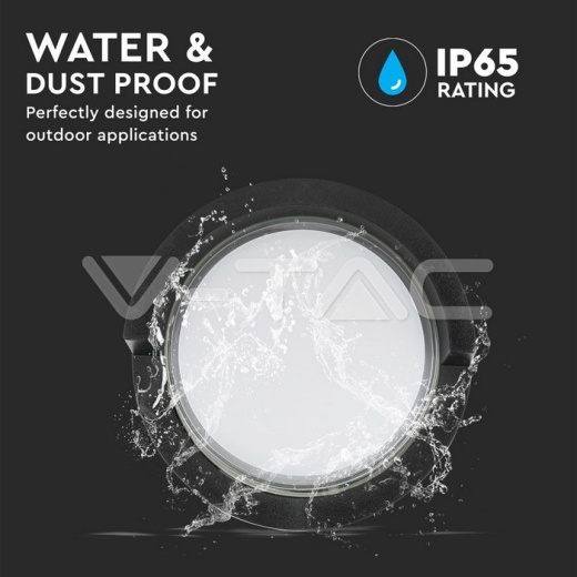 12W LED Wall Light Sami-Frame Black Round 4000K - 5