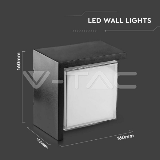 Lámpara de pared 12W LED cuerpo negro cuadrado 4000K - 9