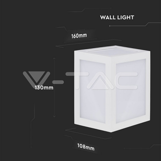 12W LED Wall Light White Body IP65 3000K - 8