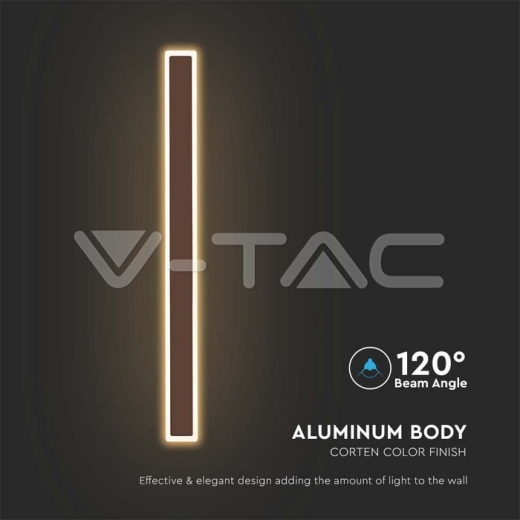 17W LED Wall Lamp Corten Body 3000K IP65 - 3