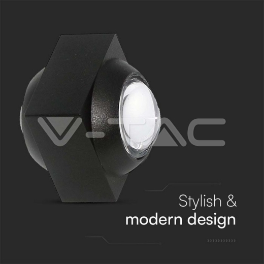 Aplique LED 2W Arriba y Abajo 4000K Cuerpo Negro IP54 - 3