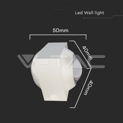 Aplique LED 2W Arriba y Abajo 4000K Cuerpo Blanco IP54 - 6
