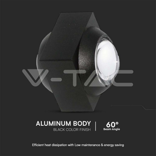 Aplique LED 2W Arriba y Abajo 3000K Cuerpo Negro IP54 - 4
