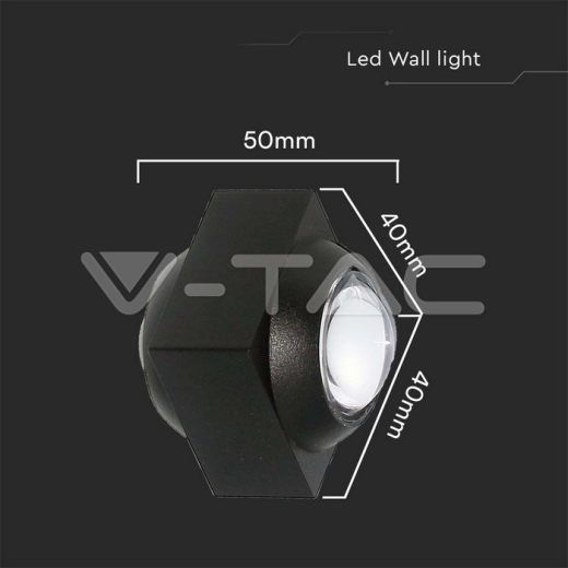 Aplique LED 2W Arriba y Abajo 3000K Cuerpo Negro IP54 - 6