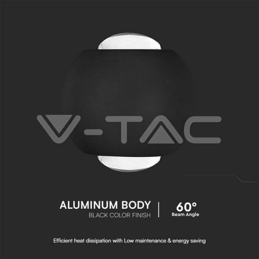 Aplique LED 2W Arriba y Abajo 3000K Cuerpo Negro IP54 - 3