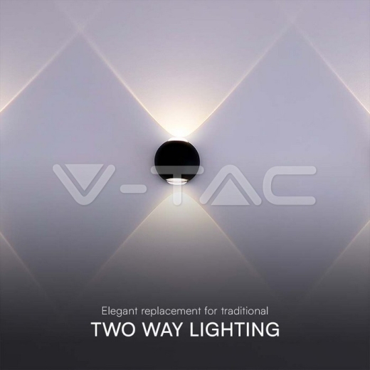 Aplique LED 2W Arriba y Abajo 3000K Cuerpo Negro IP54 - 4