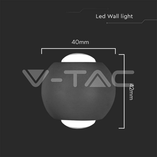 Aplique LED 2W Arriba y Abajo 3000K Cuerpo Negro IP54 - 5