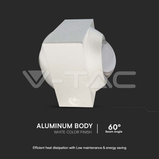 Aplique LED 2W Arriba y Abajo 3000K Cuerpo Blanco IP54 - 4