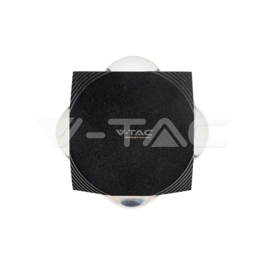 4W LED Wall Light 4 Sides 4000K Black Body IP54 - 2