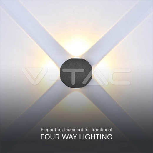 Aplique LED 4W 4 Lados 3000K Cuerpo Negro IP54 - 5