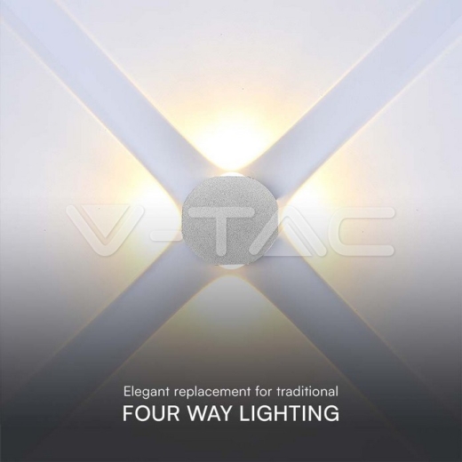 4W LED Wall Light 4 Sides 4000K White Body IP54 - 5
