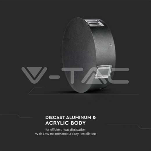 Lámpara de pared LED 4W Cuerpo Negro Redondo Luz Natural IP65 - 10