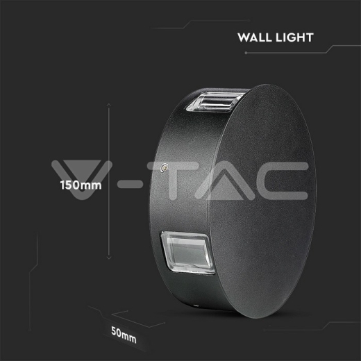 Lámpara de pared LED 4W Cuerpo Negro Redondo Luz Natural IP65 - 11