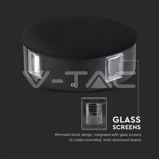 Lámpara de pared LED 4W Cuerpo Negro Redondo Luz Natural IP65 - 8