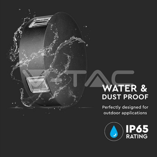 Lámpara de pared LED 4W Cuerpo Negro Redondo Luz Natural IP65 - 9