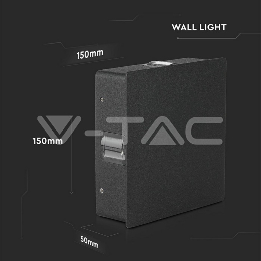Lámpara de pared LED 4W Cuerpo Negro Cuadrado Luz Natural IP65 - 10