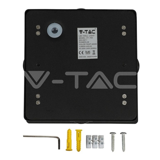 Lámpara de pared LED 4W Cuerpo Negro Cuadrado Luz Natural IP65 - 5