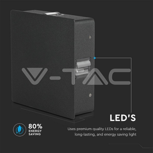 Lámpara de pared LED 4W Cuerpo Negro Cuadrado Luz Natural IP65 - 6