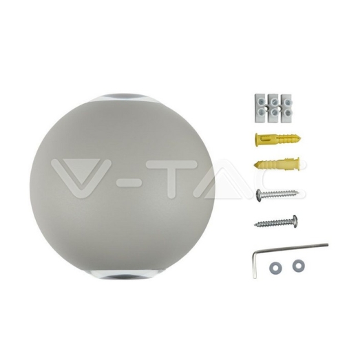 4W LED Wall Light Grey Body Round IP65 4000K - 3