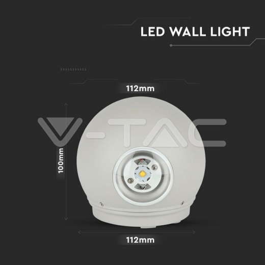 4W LED Wall Light Grey Body Round IP65 4000K - 4