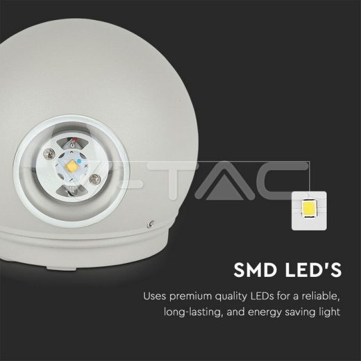 4W LED Wall Light Grey Body Round IP65 4000K - 5