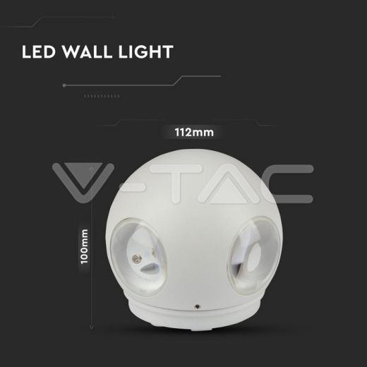Lámpara de pared 4W LED Cuerpo blanco redondo 4000K IP65 - 6