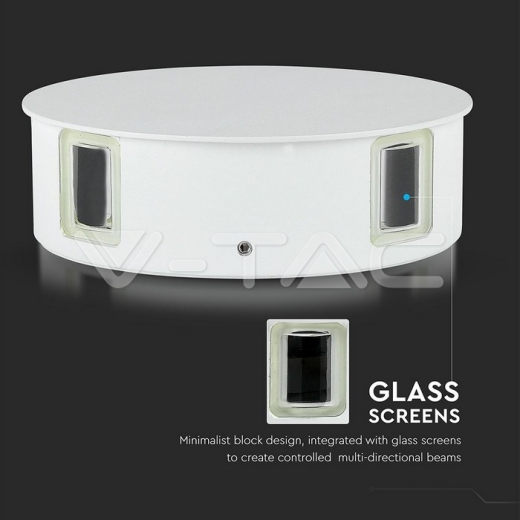 Lámpara de pared LED 4W Cuerpo Blanco Redondo Luz Cálida IP65 - 7