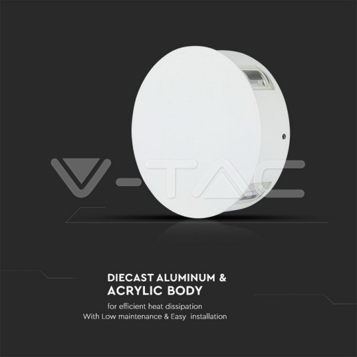 Lámpara de pared LED 4W Cuerpo Blanco Redondo Luz Cálida IP65 - 9