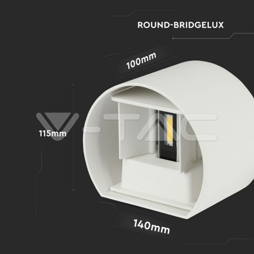Aplique de pared 5W LED Bridgelux Chip cuerpo blanco redondo IP65 4000K - 8