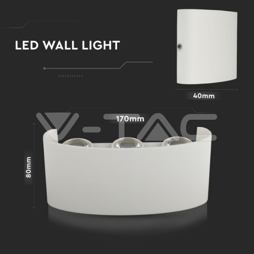 Aplique de pared 5W LED arriba y abajo cuerpo blanco IP54 3000K - 4