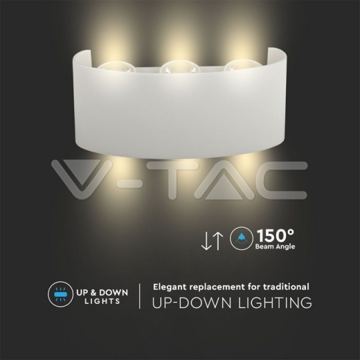 Aplique de pared 5W LED arriba y abajo cuerpo blanco IP54 3000K - 6