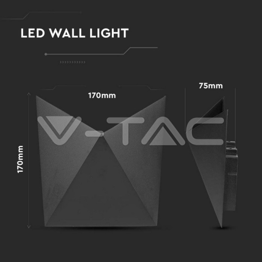 5W LED Wall Light Black Body IP65 4000K - 7