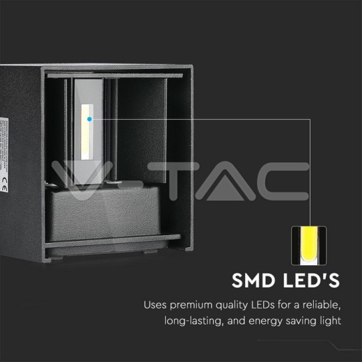 Aplique de pared 5W LED Cuerpo Negro Cuadrado IP65 3000K - 6