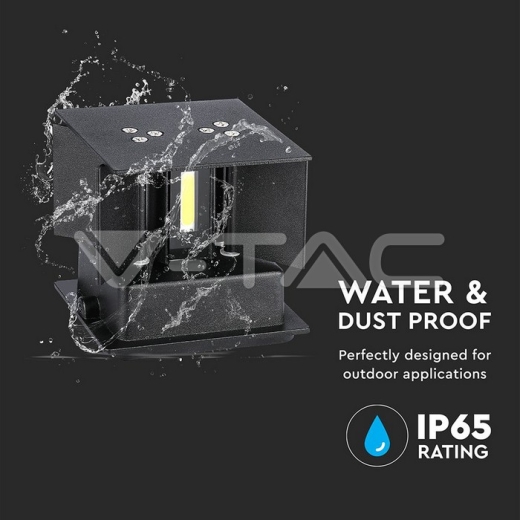 Aplique de pared 5W LED Cuerpo Negro Cuadrado IP65 3000K - 8