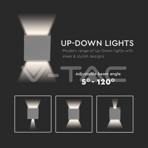 Aplique de pared 5W LED Cuerpo Gris Cuadrado IP65 4000K - 7