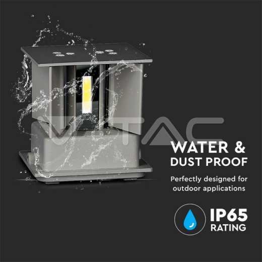 Aplique de pared 5W LED Cuerpo Gris Cuadrado IP65 4000K - 8