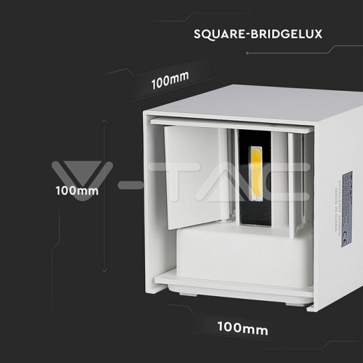 5W Wall Lamp with Bridglux Chip White Body Square IP65 3000K - 10