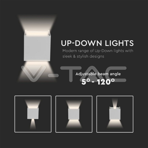 5W Wall Lamp with Bridglux Chip White Body Square IP65 3000K - 8