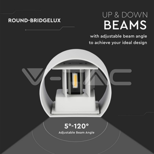 6W Lámpara de pared LED Bridglux Chip Cuerpo Gris Redondo Blanco Cálido - 5