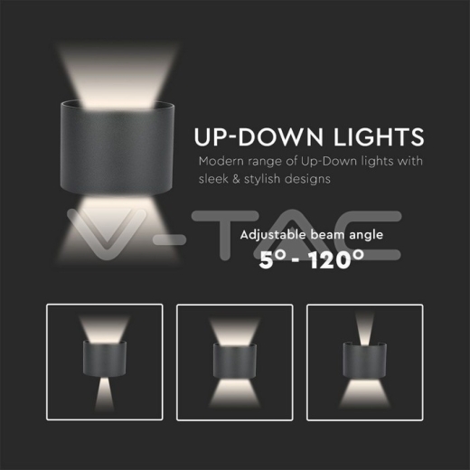 Aplique de pared 5W LED Cuerpo Negro Redondo IP65 3000K - 5