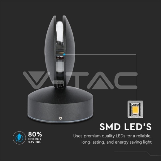 7W LED Wall Light Black Body Warm White IP65 - 5