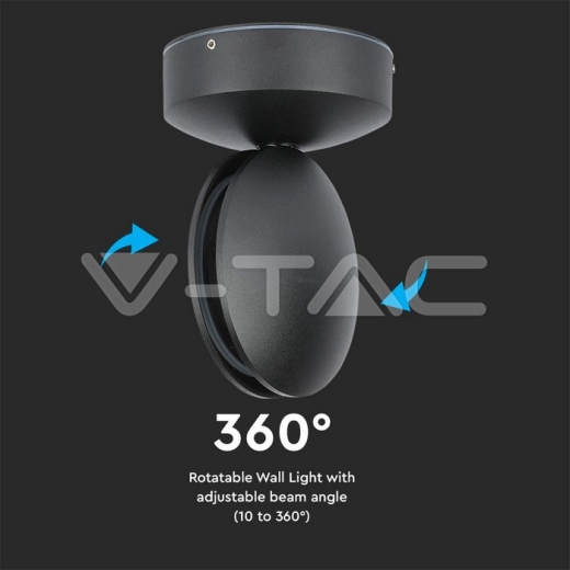 Lámpara de pared LED 7W Cuerpo Negro Luz Natural IP65 - 7