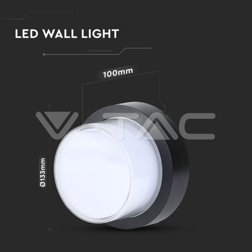 Lámpara de pared 7W LED cuerpo negro redondo 3000K - 7