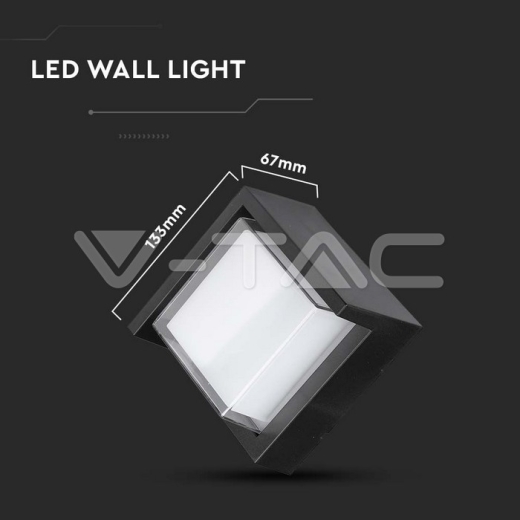 Aplique LED 7W Sami-Frame Negro Cuadrado IP65 3000K - 7